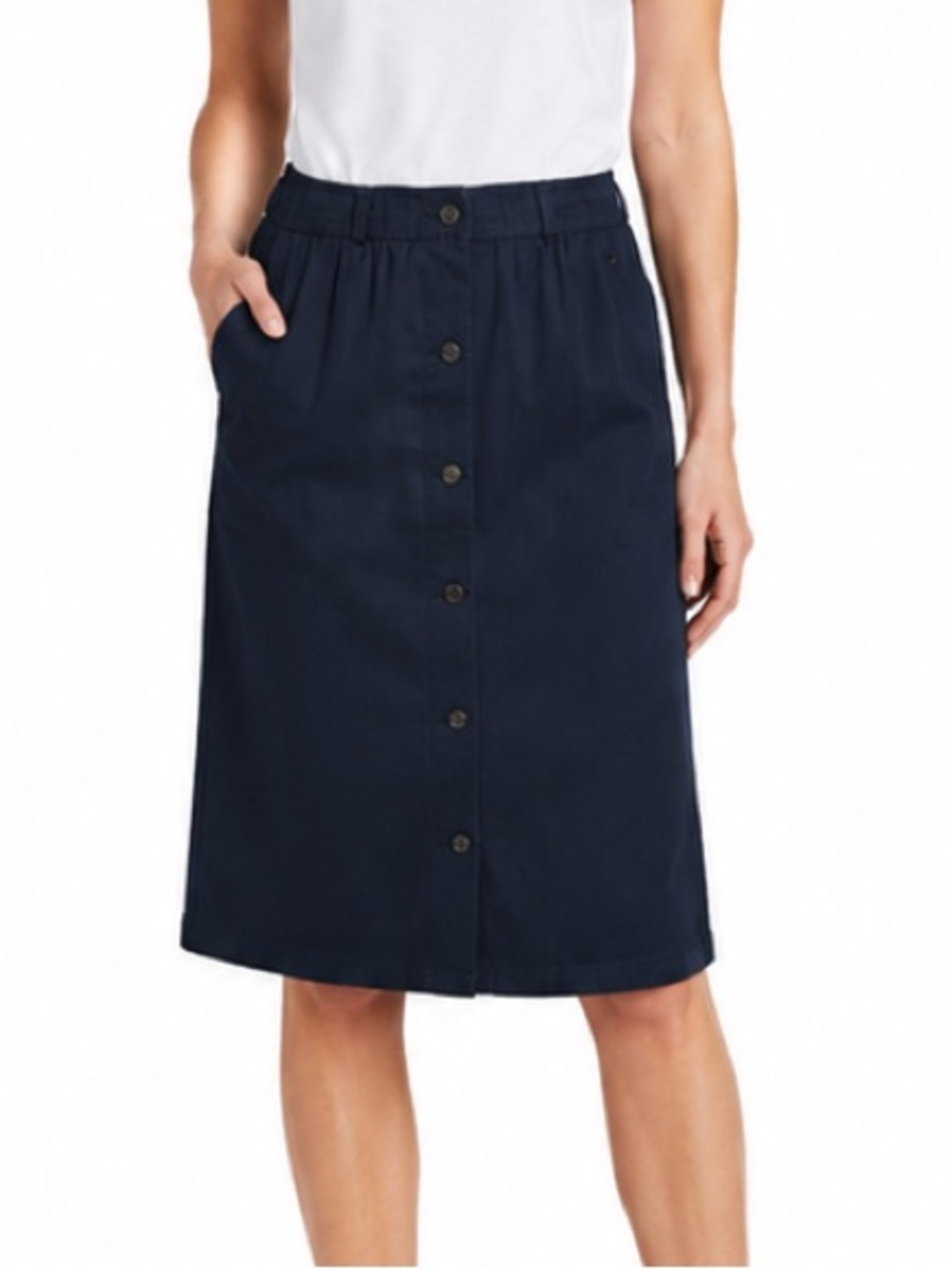 Ports International Classic Button-Front Navy Skirt